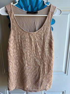 The Limited Beige Sequin Lace Tank Top